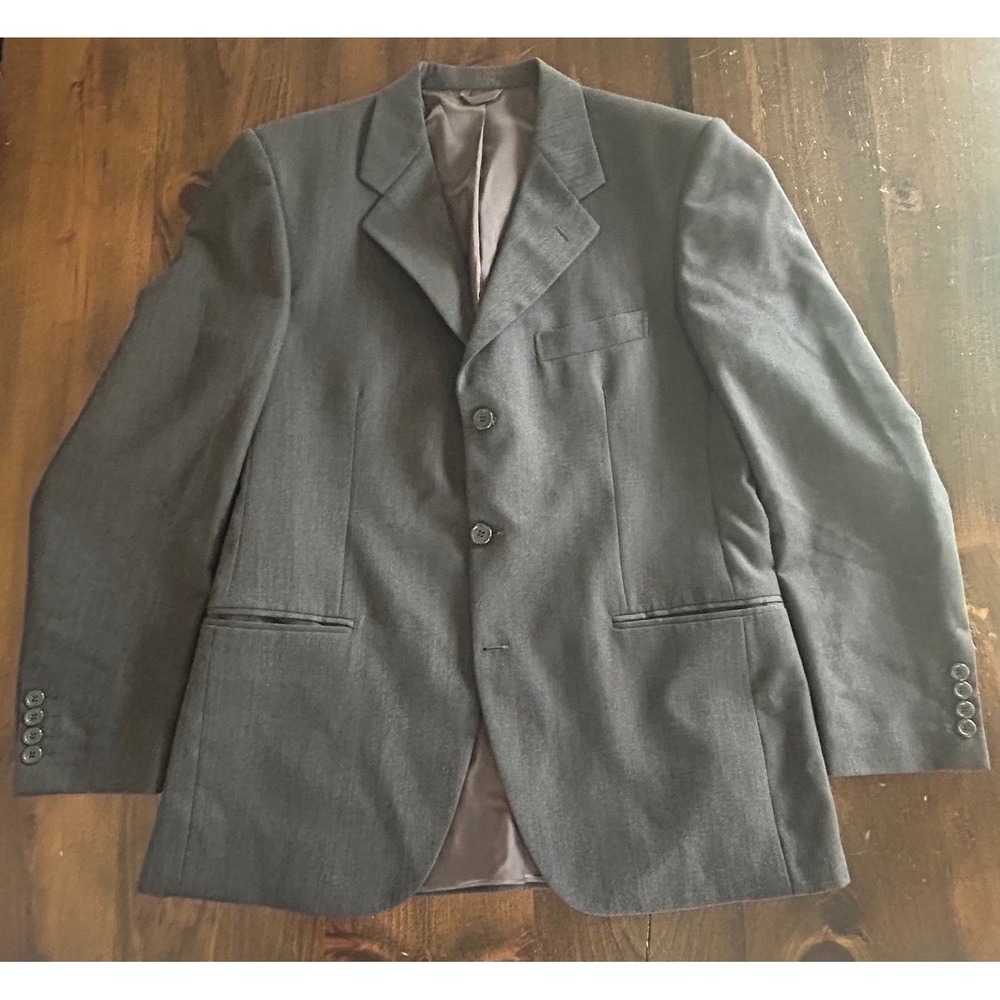 Fusaro Napoli Blazer‎ 50 Charcoal Grey Tasmania Wool Herringbone Italy Italian